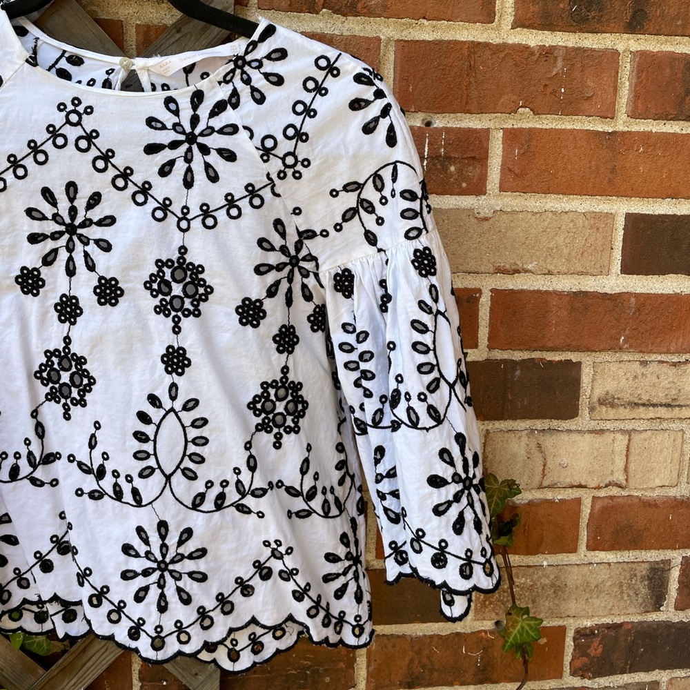 Embroidered cropped Zara blouse